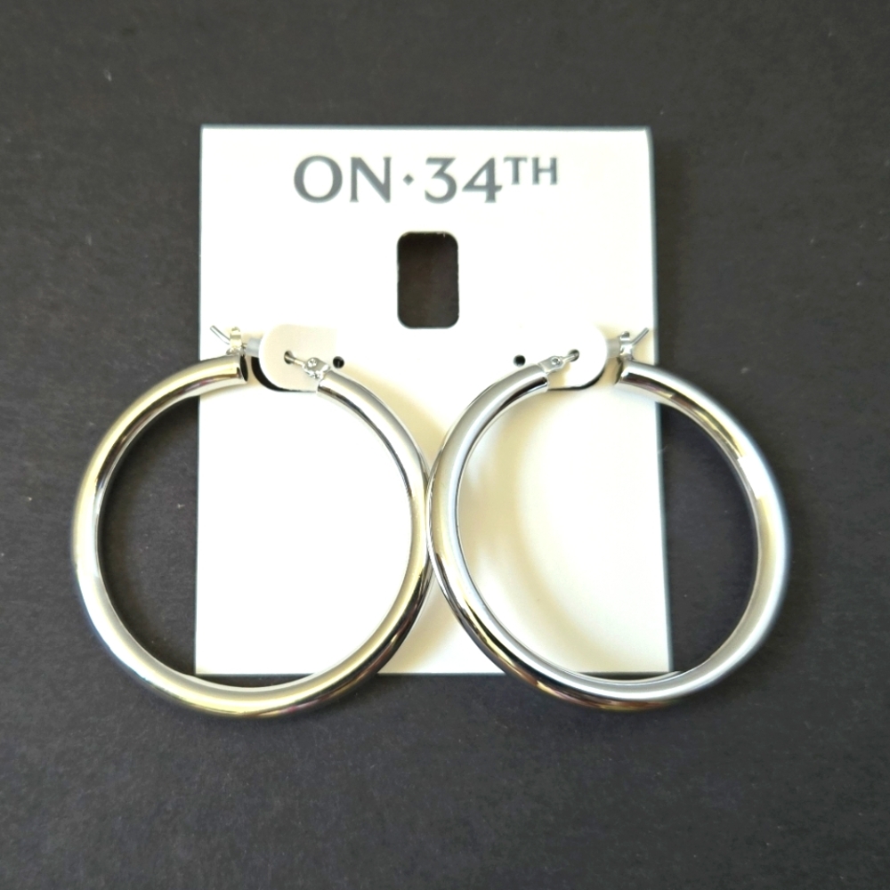 ON 34TH Silver Hoop Earrings